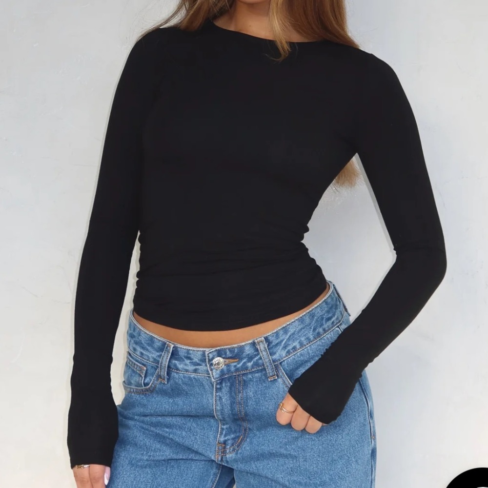White Fox Only For Tonight Long Sleeve Top Black